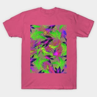 exotic green and purple greenery pattern T-Shirt